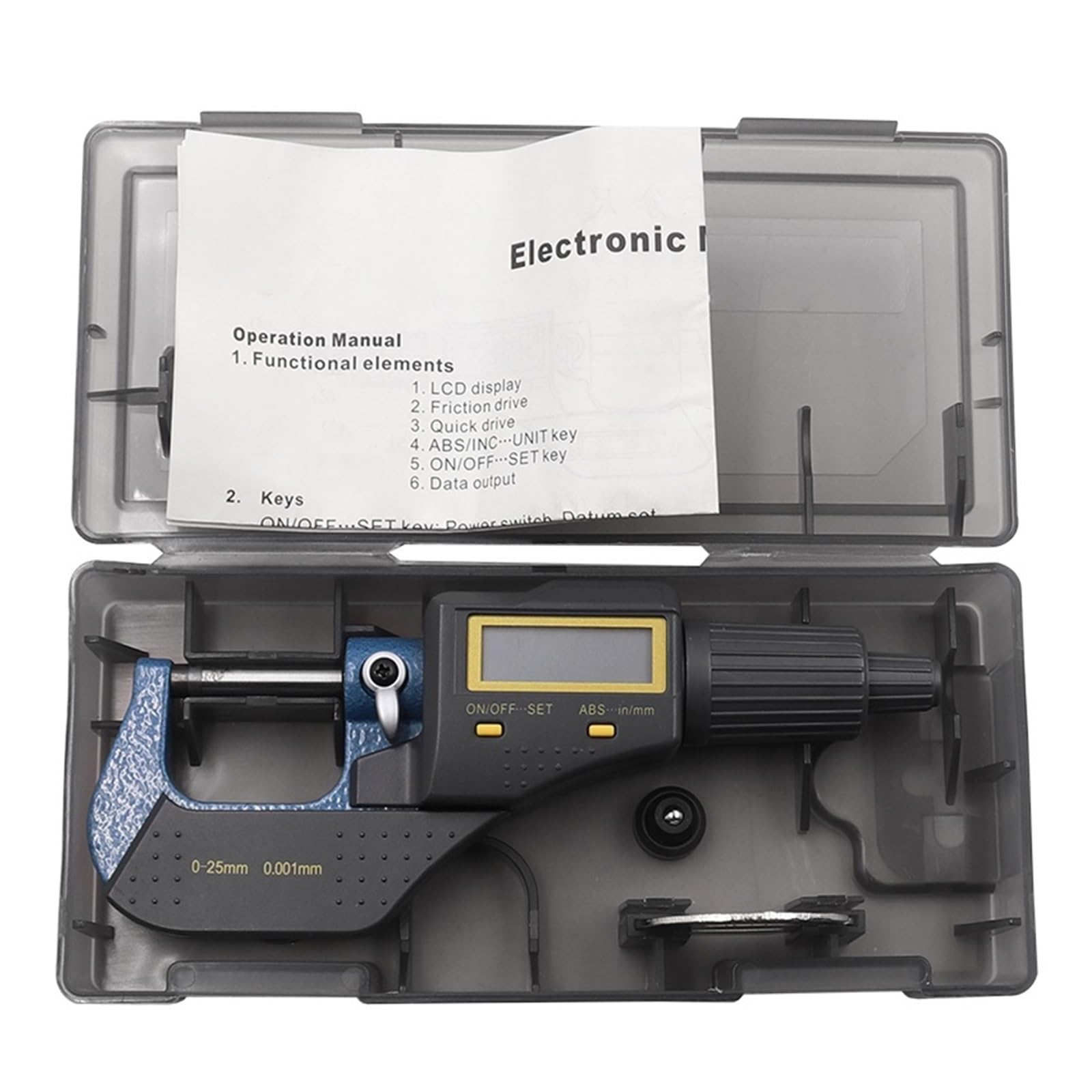 Micrometro A Corsoio 0-25 Mm 0,001 Mm in Acciaio Elettronico Digitale Esterno A Vite con Ampio Schermo LCD, Micrometro A Corsoio Digitale, Calibro per Misurazioni Ripetibili