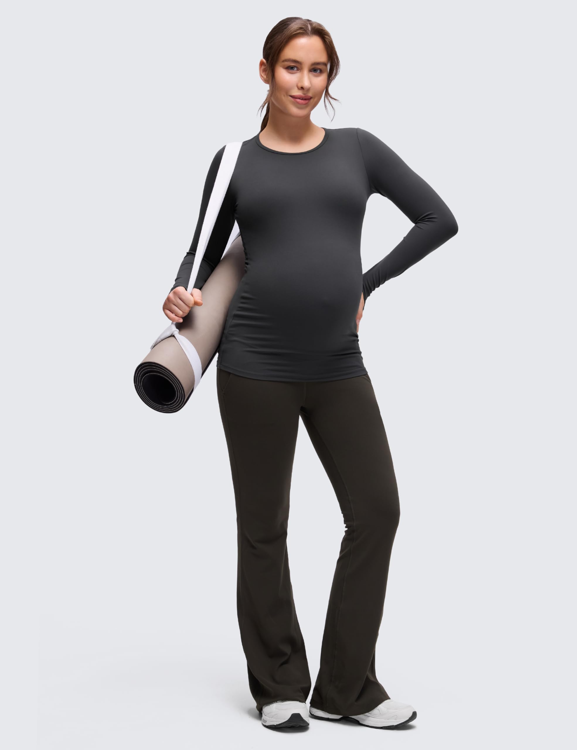 CRZ YOGA Butterluxe Camisetas Básicas de Embarazo de Manga Larga Butterluxe para Mujer