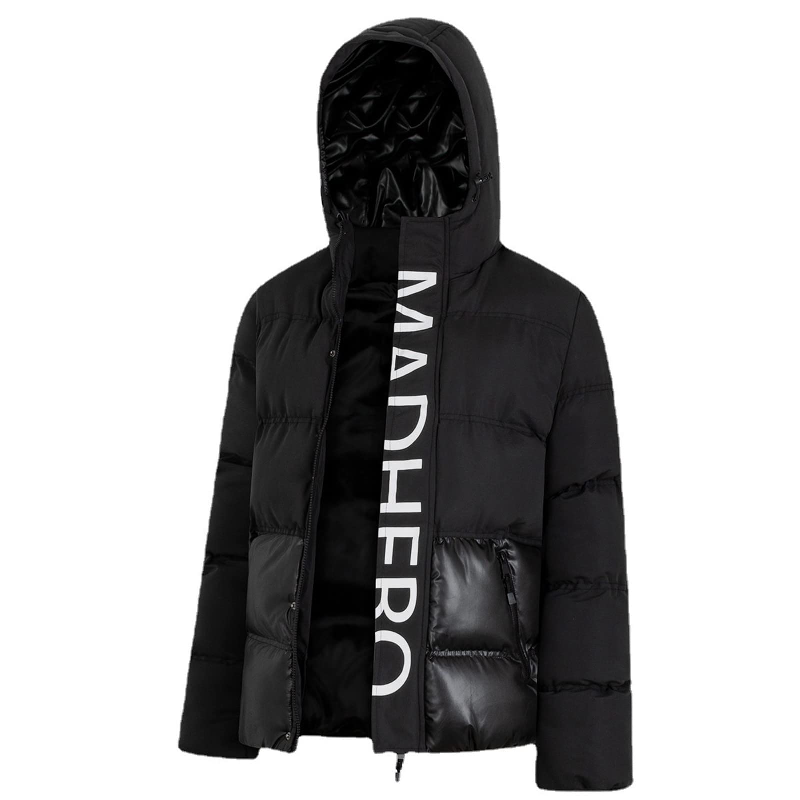 Piumino Parka Uomo Con Cappuccio Inverno Caldo Casual Tinta unita Classico Piumino Con Cerniera Giacca Trapuntata Esterna Giacca Moto Outwear Coat