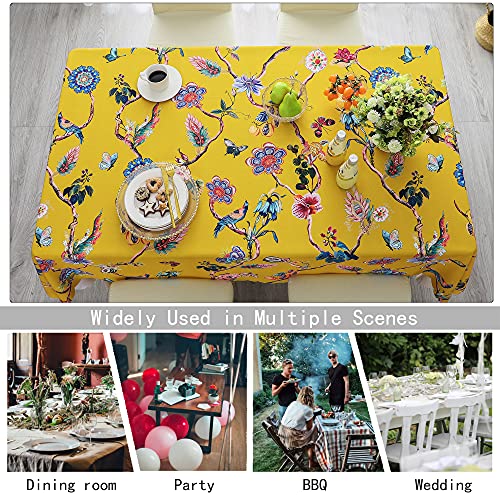 Hms Happy Memories Tablecloth, Original Design Hand Drawing Art Print Scalloped Edge Tablecloth, Washable Water Resistant Microfiber Decorative Table Cover (Color 10, Rectangle 60"X102") #TOP4
