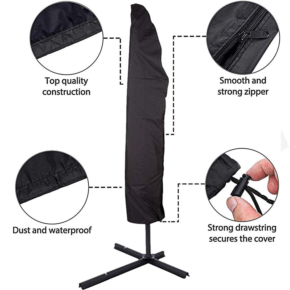 UCARE Patio Parasol Cover with Zipper Waterproof 210D Garden Umbrella Cover UV Resistant Cantilever Parasol Protective Covers for Outdoor Garden Beach Umbrellas (L: 110.24in/ 280cm)