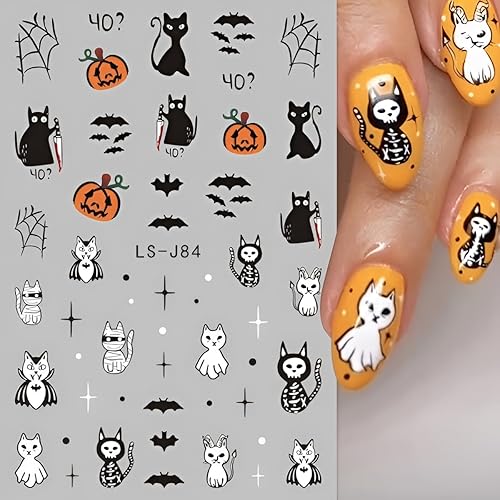 Miniatura 4 de 8 hojas de calcomanías de arte de uñas de Halloween, diseño de calavera rosa, fantasma, araña, calabaza, calabaza, suministros de arte de uñas,