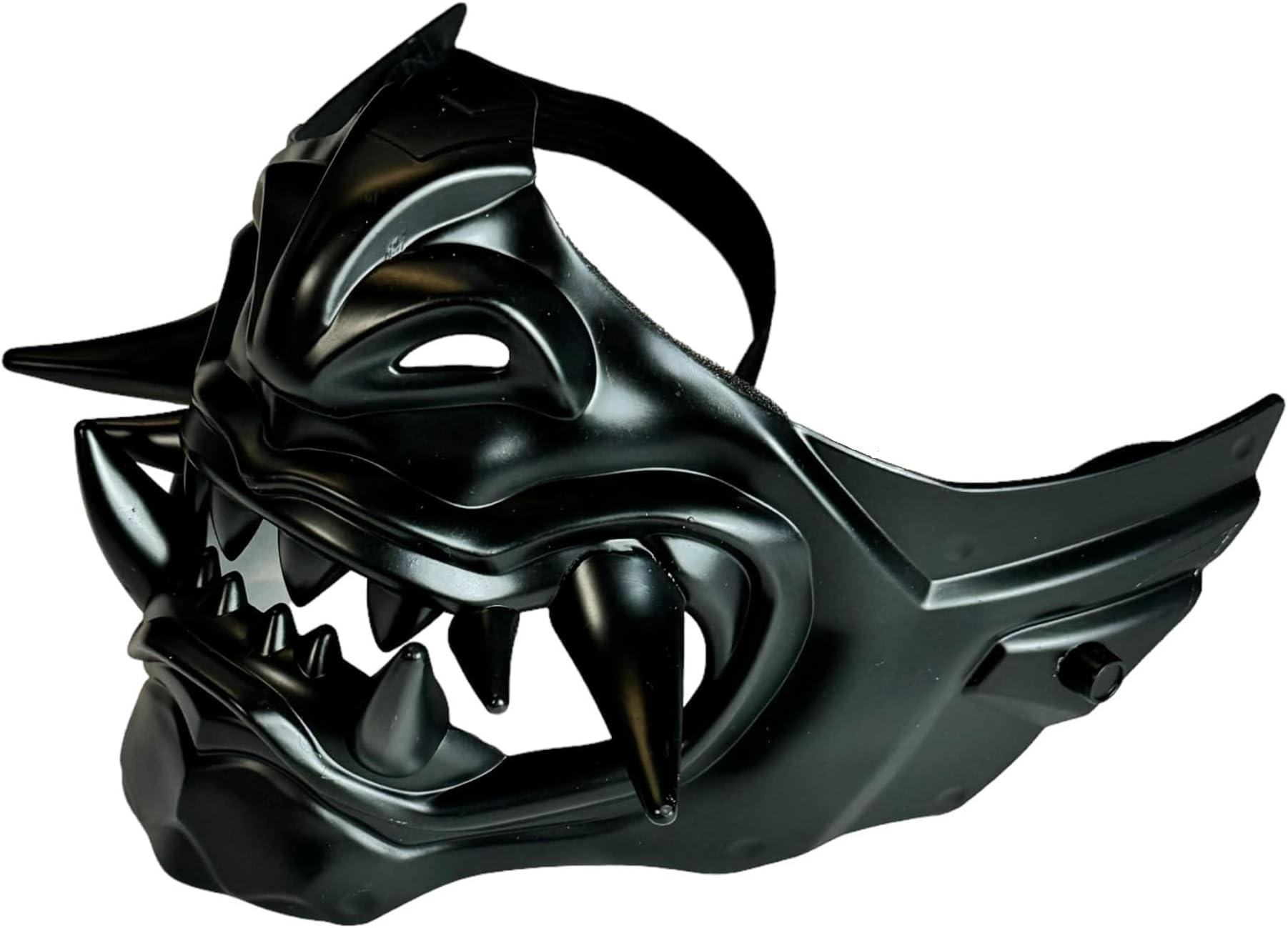 Japanese Monster Hannya Mask Demon Oni Samurai Half Face Shield (Black), One size fit mostโฆ