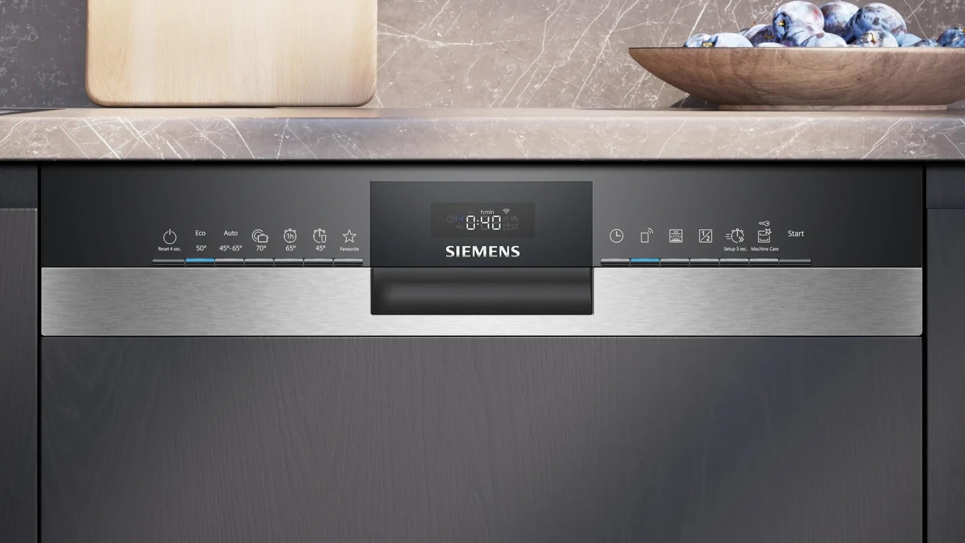 Siemens SN53HS10TE iQ300 - Lavavajillas inteligente parcialmente integrado, 60 cm de ancho, cesta para cubiertos, acero inoxidable, silenciosa con iQdrive, aquaStop, cesta superior regulable en altura