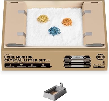 PETKIT Cat Litter with Tray, Suitable for Purobot Crystal Duo Automatic Litter Box, Dust-Free Mess-Free No Refilling, Odor Control pH Urinalysis Crystal Cat Litter,4.5 lb4 Packs