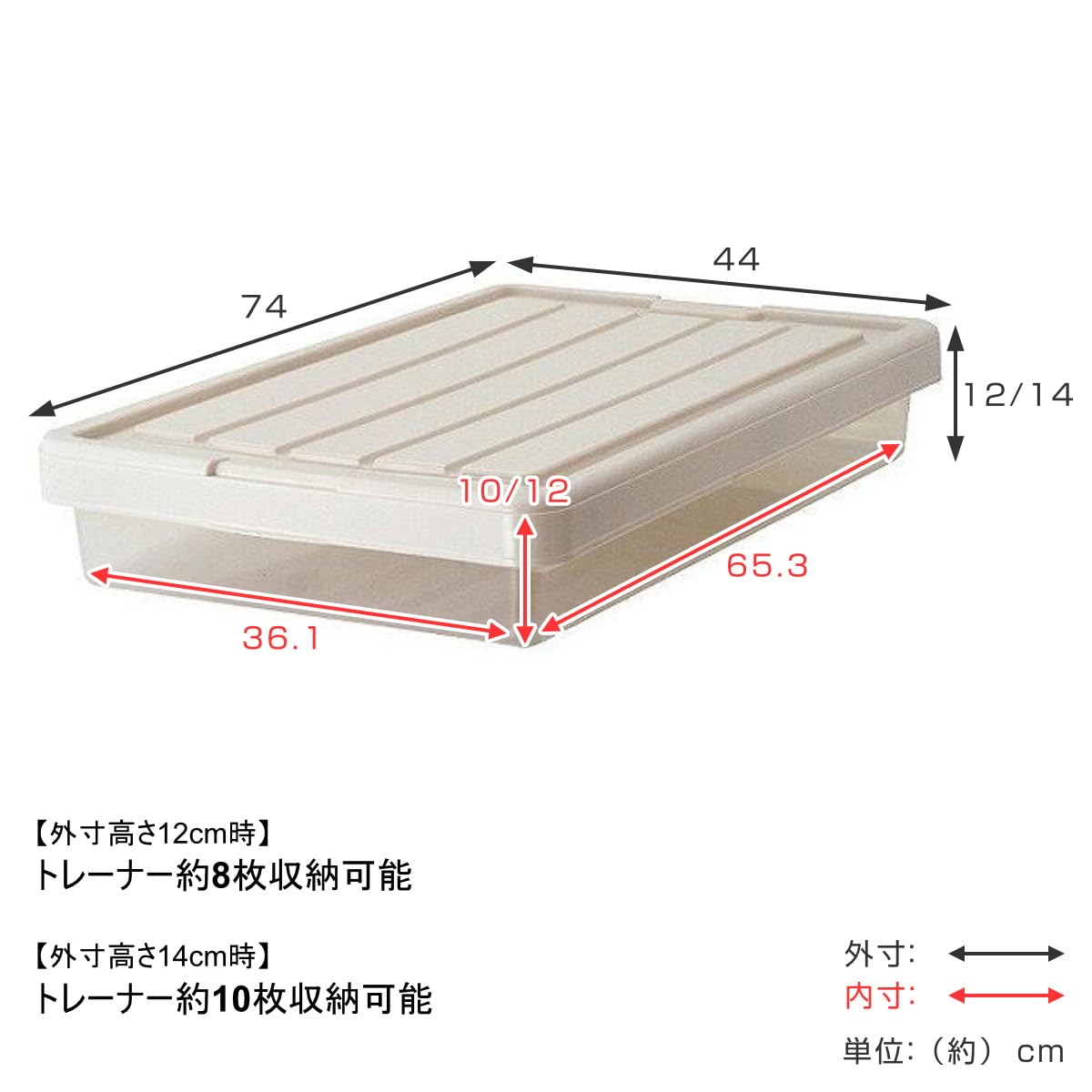 Amazon｜収納ケース スリムボックス74 フタ付き 2個セット 収納