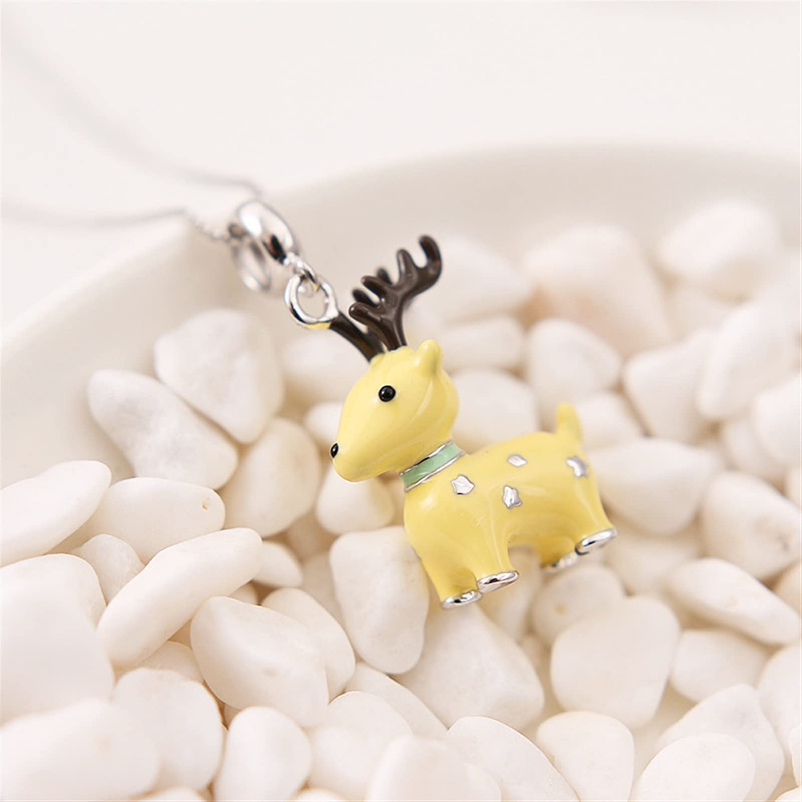 925 Srebrne Koraliki Charm Dziecko Caribou Wisiorek Charm Emalia Pasuje Bransoletka Kobiety Biżuteria DIY 1 sztuka