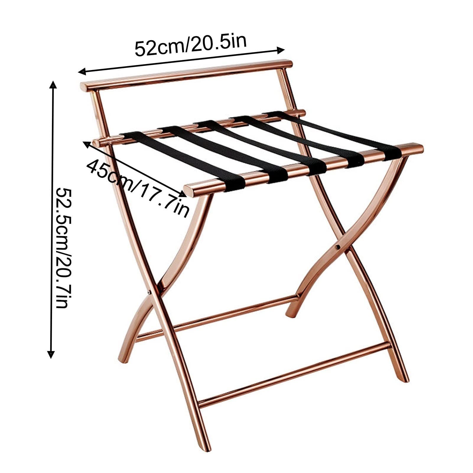 Portamaletas Plegable (2 Unidades) - Portaequipajes para Habitaciones de Hotel, Soporte para Maletas de Viaje, Soporte de Suelo de Acero Inoxidable, 52,8 x 45,7 x 52,Bronze