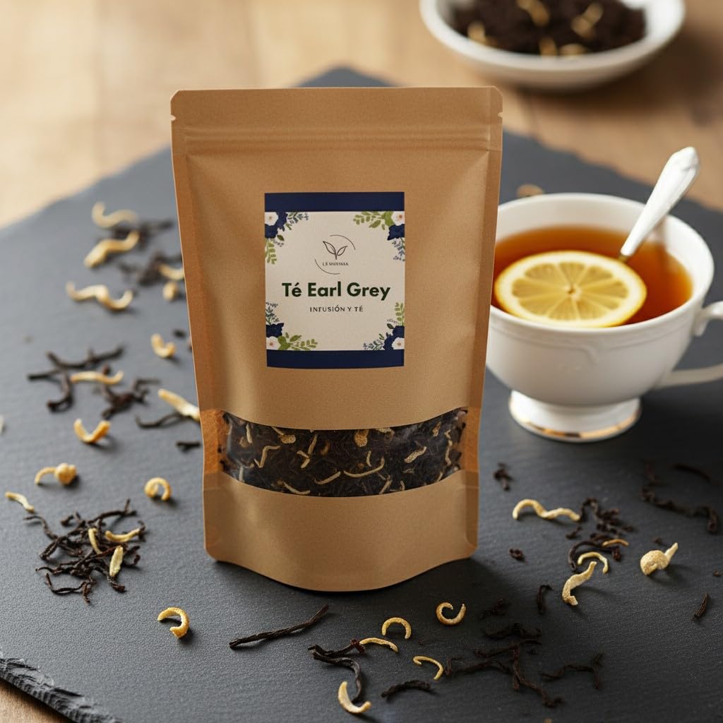 Té Earl Grey (Camellia sinensis) getrocknet lose 1000 g – für Kräutertees, 100% natürlich, ohne Zusätze – La Herbera