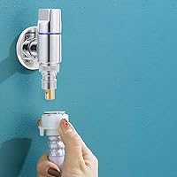 Vista 3 de 2 válvulas de cierre de acero inoxidable para lavadora, válvulas de parada de ángulo de 1/2 pulgada con chapado de espejo para uso doméstico, mini