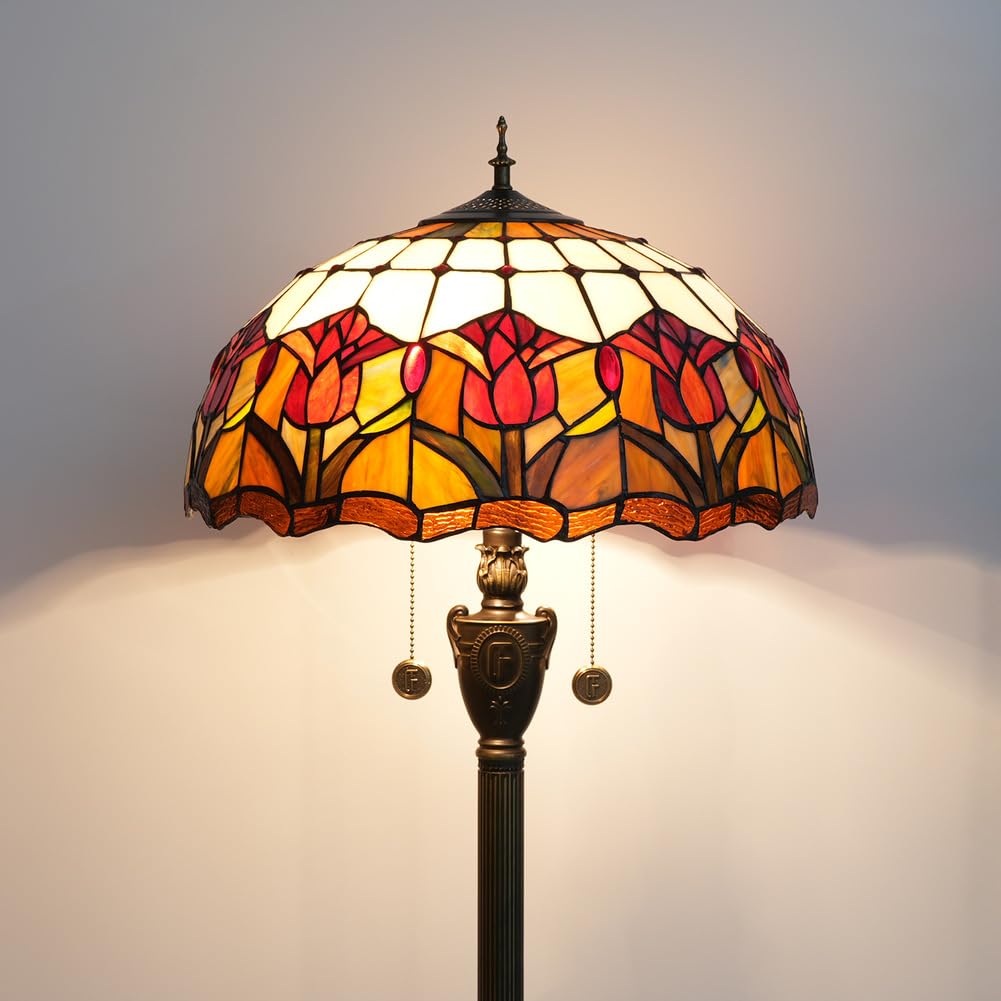 TTDGYYXW Lampada da con Foglia in Vetro colorato, Alta 63 Pollici per Soggiorno, Camera da Letto e Arredamento per Angolo Lettura