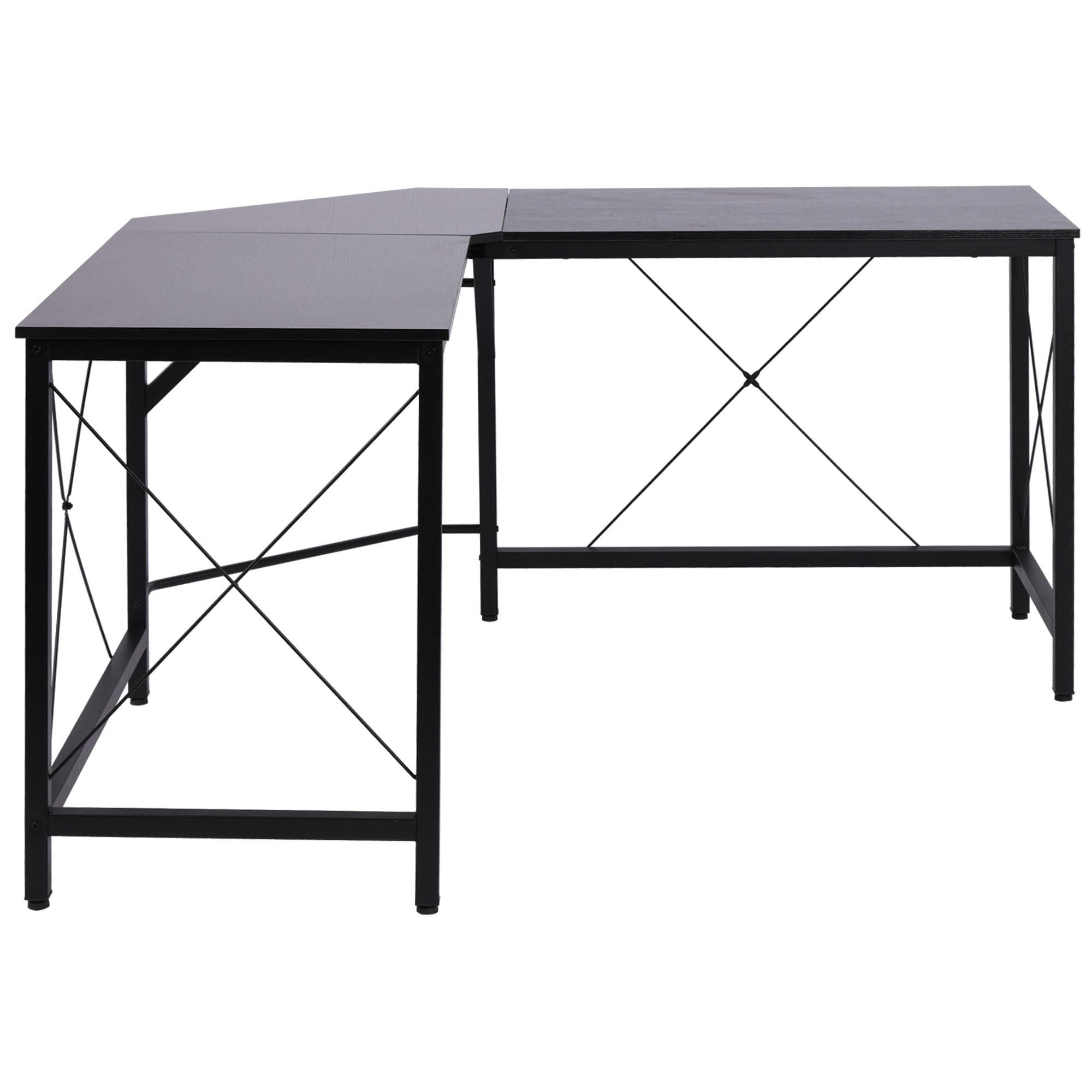 HOMCOM Computertisch Schreibtisch L-Form Eckschreibtisch Winkelschreibtisch MDF Schwarz 150 x 150 x 76 cm
