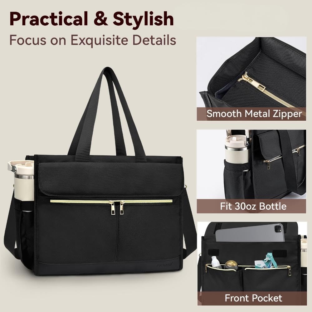 Laptop Bag for Women - 15.6 Inch Tote Work Bag with Compartments Nurse Teacher Bag Large Lightweight Office Handbag - Image 5