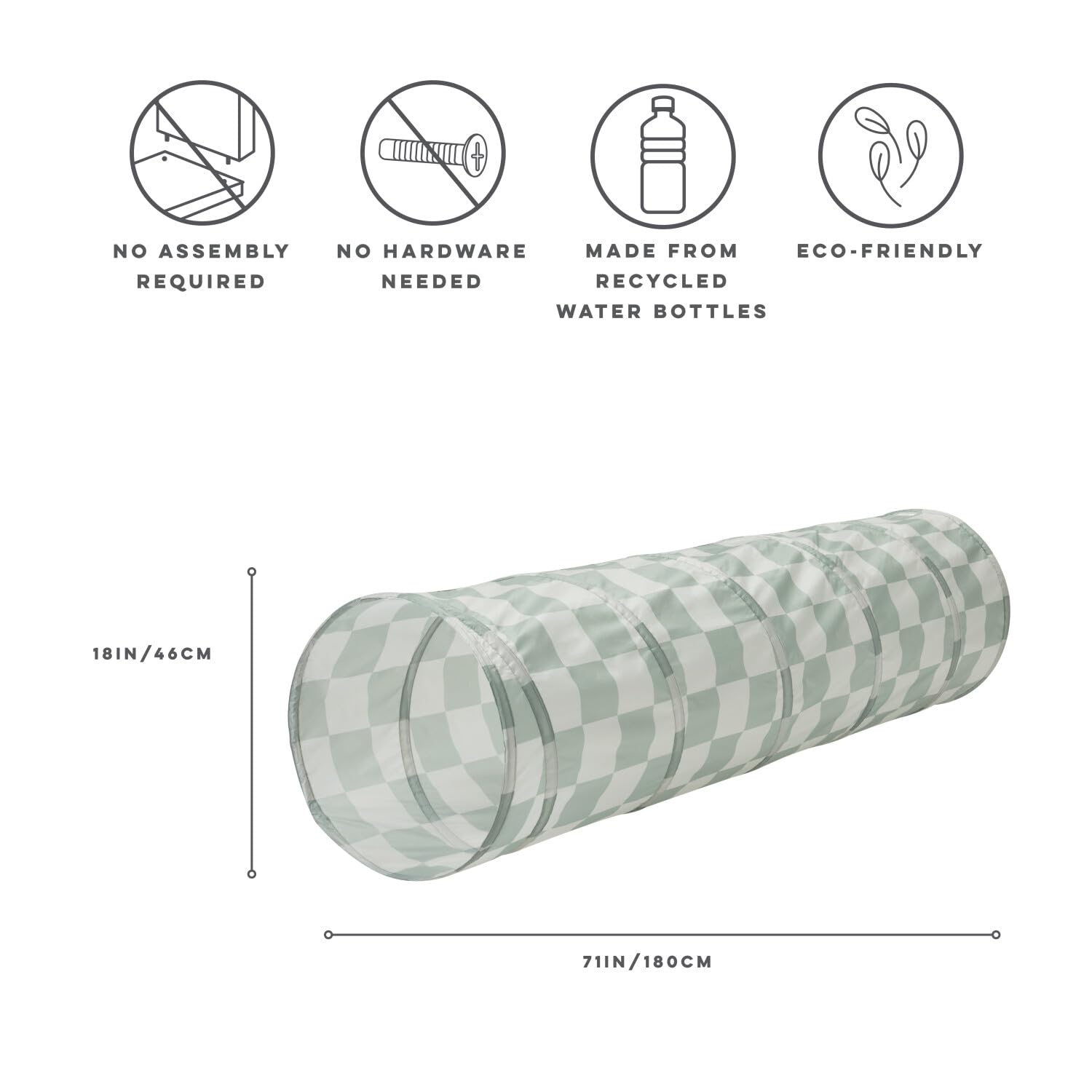 3 Sprouts Kids Play Tunnel, Recycled Fabric Pop Up Collapsible Tunnels, Crawling Foldable Tunnel for Toddler Child, Baby - Image 2