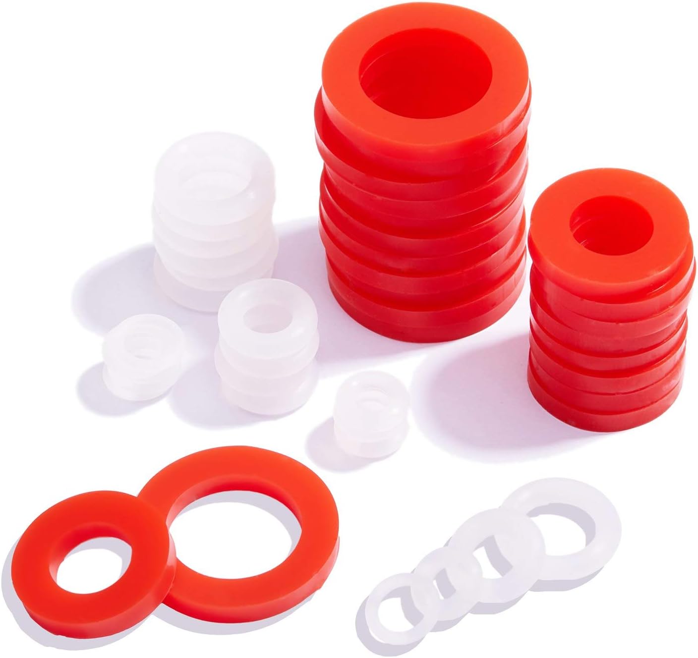 Litorange 190 PCS Mixed Silicone O Ring Sealing Gasket Washers, 6 Different Size,Made from Soft Silicone (Better Sealing Than Rubber) Used for 3/4", 1/2", 3/8", 1/4", 1/8" Fittings & Valve,Plugs Etc