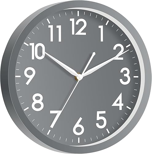 Miniatura 2 de AKCISOT Reloj de pared analógico de 10 pulgadas para baño, funciona con pilas, silencioso, sin tictac, estilo moderno y simple, decorativo para