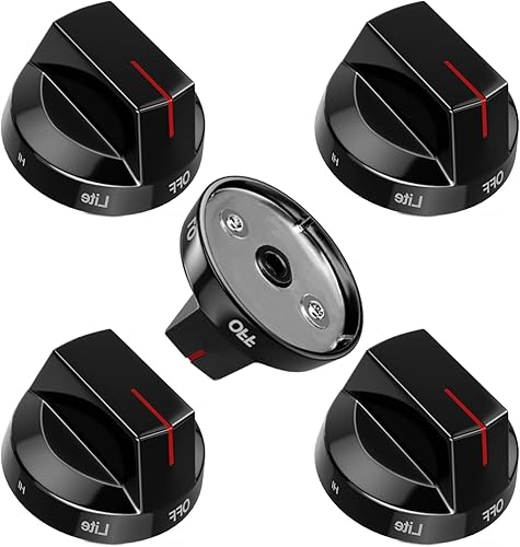 Miniatura 1 de LXun Pomo de estufa de gas DG94-03500A actualizado para horno Samsung inoxidable (5 piezas) reemplazo de pomo de estufa de acero inoxidable para