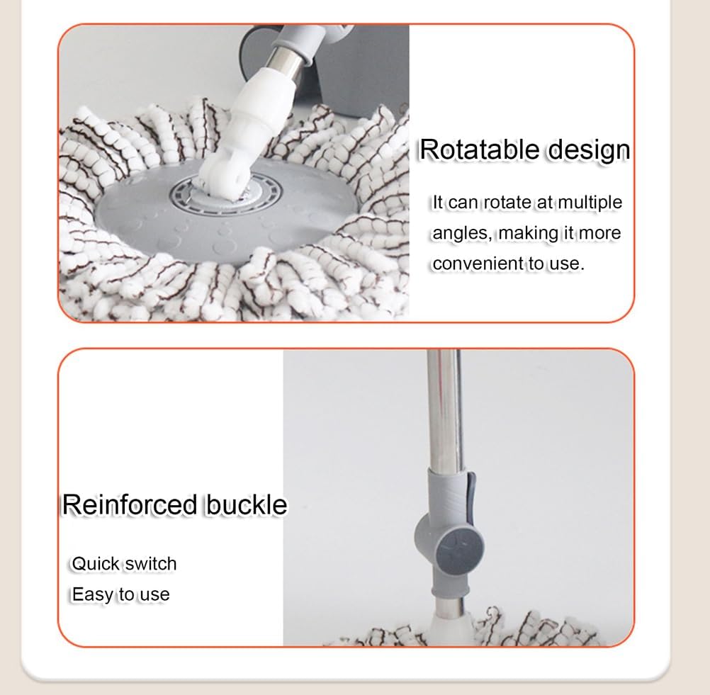 Stainless Steel Dry Floor Cleaning Water Swivel 360 Spin Mops Microfiber Self-Wringer 8Mopheads Spin Bucket Set