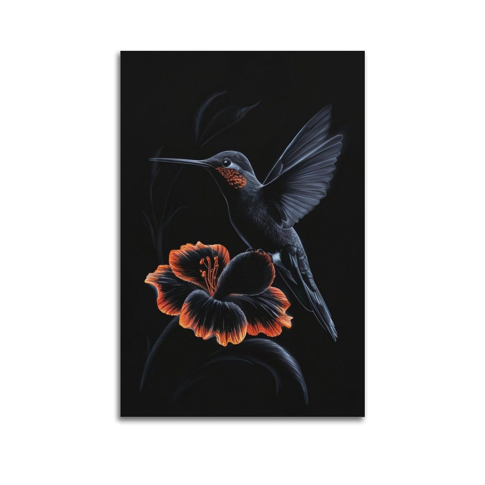 WPHSFX Animal Poster Black Hummingbird Poster Decorative Painting Canvas Wall Posters And Art Picture Print Modern Family Bedroom Decor Posters 20x30inch(50x75cm)