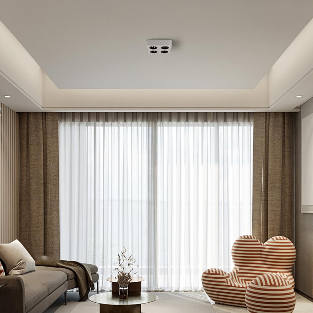 Wpuszczane oświetlenie punktowe, sufitowe oświetlenie punktowe, nowoczesna kwadratowa lampa sufitowa LED Downlight, oświetlenie punktowe montowane na powierzchni, kierunkowe reflektory 4-głowicowe ośw