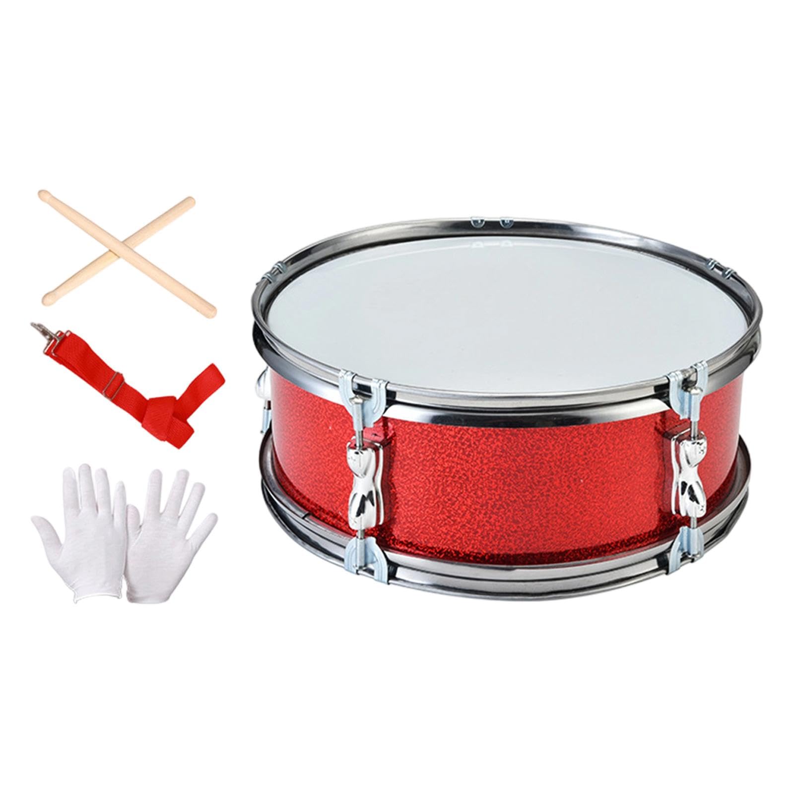 harayaa Caja de Batería Profesional Instrumento Musical de Percusión Tambor Ligero Y Set para Principiantes con Correa Ajustable Adecuado para Práctica Indivi, Rojo