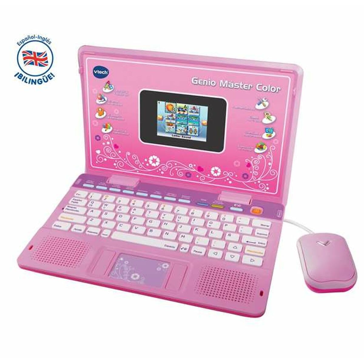 VTech Genio Máster Color Bilingüe Ordenador portátil niños 180 Actividades español inglés Rosa