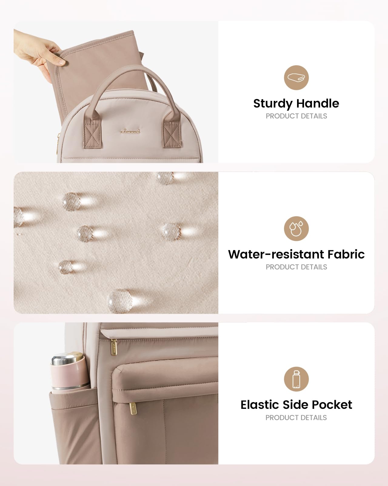 LOVEVOOK Wickelrucksack Groß Baby Wickeltasche Rucksack mit Wickelauflage Diaper Bag mit Kinderwagengurte Lässig Windeltasche Mommy Kliniktasche Geburt Babytasche für Mama und Papa Beige Khaki