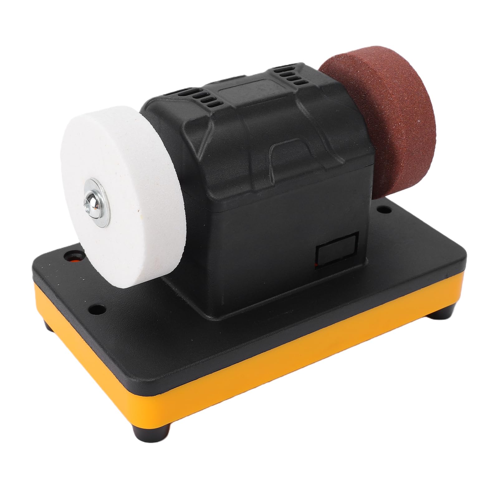 Generic Mini Smerigliatrice da Banco Potente Lucidatrice per Affilare Utensili Piccola Levigatrice Elettrica Portatile Adatta per Batteria 18V Giallo