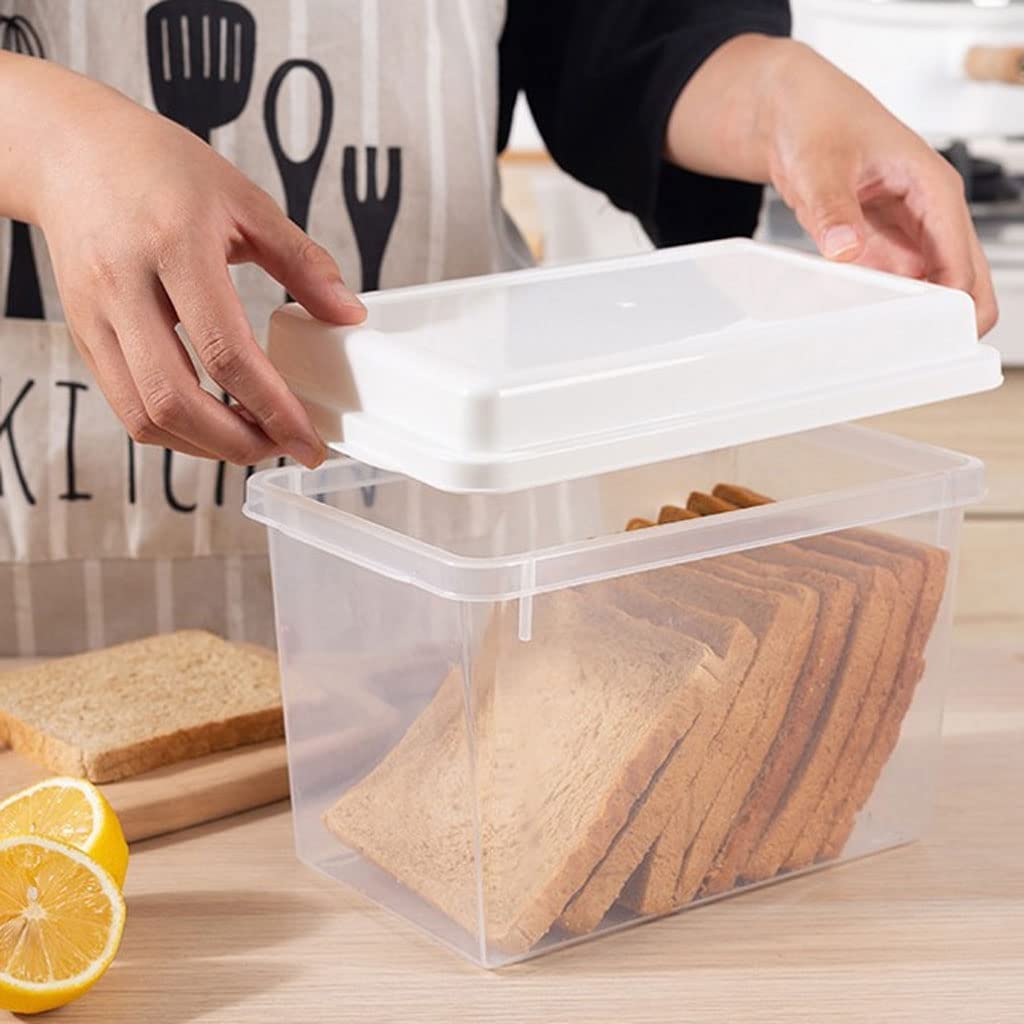 LIOONS Quadratischer Brotkasten, transparenter Kunststoff-Brotkasten mit Deckel, Kühlschrank-Frischebox, Brotaufbewahrung, Haushalt, große Kapazität