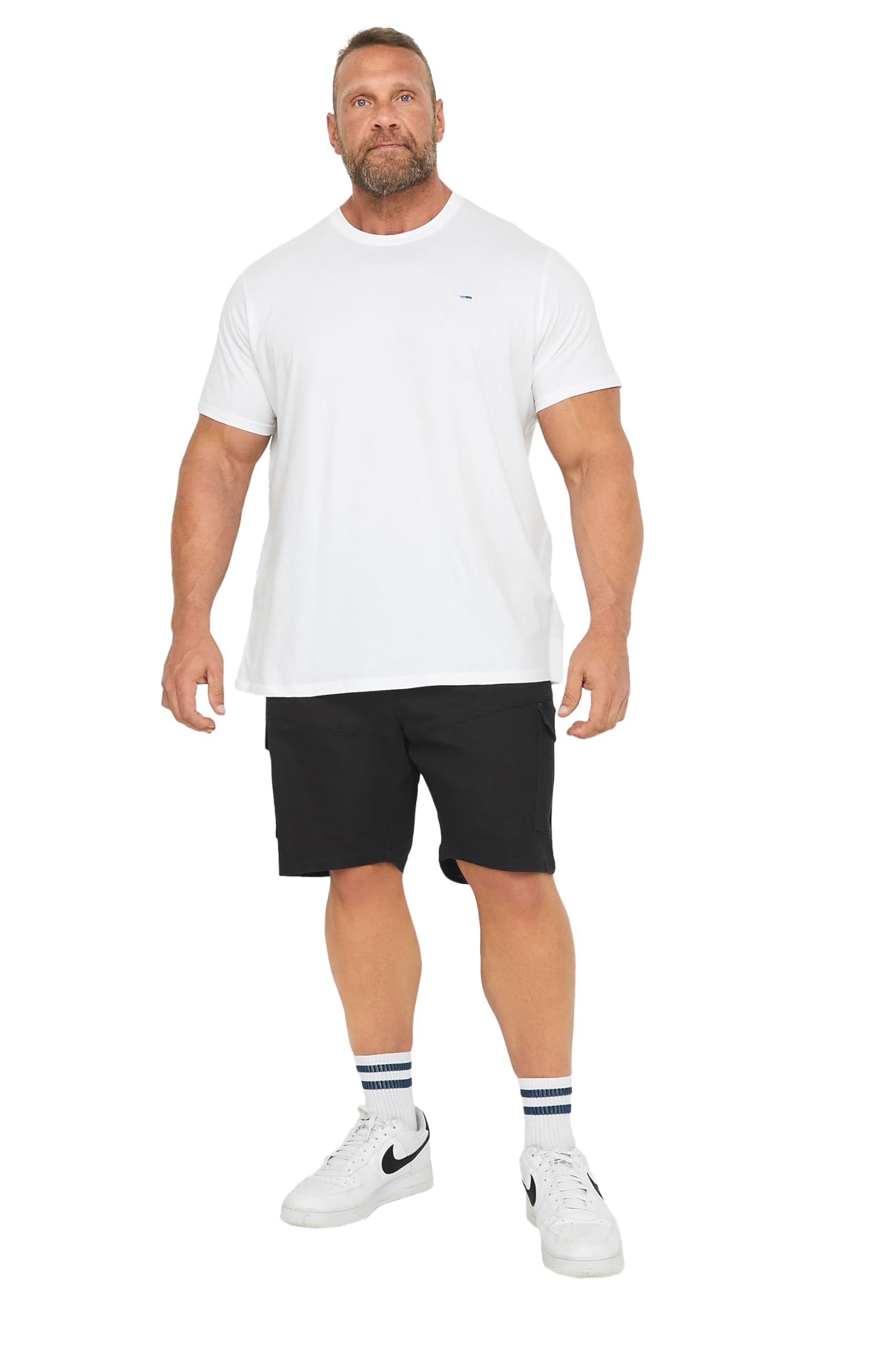 Badrhino Men's Black Big & Tall Elasticated Waist Cargo Shorts - Plus Curve 4XL Plus