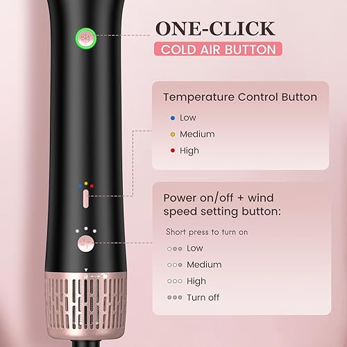 Miniatura 8 de slopehill Cepillo secador de pelo, cepillo de aire caliente con motor de alta velocidad de 100,000 RPM, secador de pelo iónico y voluminizador con