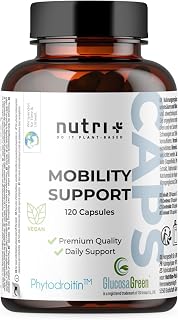 Nutri + Glucosamin + Chondroitin Kapseln hochdosiert + vegan - Mobility Support mit MSM, Hyaluronsäure, Zink, Vitamin C - Glucosagreen + Phytodroitin