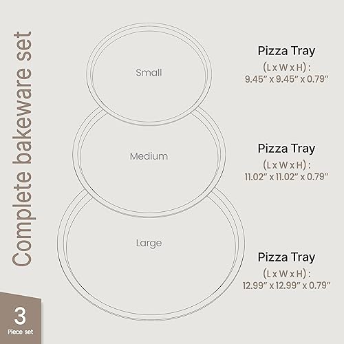 Miniatura 2 de BAKKENMASTER Bakken Swiss Pizza - Juego de 3 bandejas para pizza, revestimiento gris, antiadherentes, redondas de acero, aptas para lavavajillas,