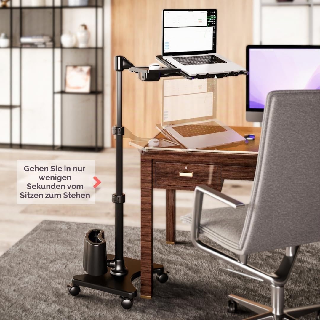 Levo G2-801 Deluxe Laptop-Ständer mit Mausablage – Stilvolles Rotguss- und Schwarz-Design für Komfortables mobiles Computing – Höhenverstellung, 360° drehbar, stabile Konstruktion für die Arbeit