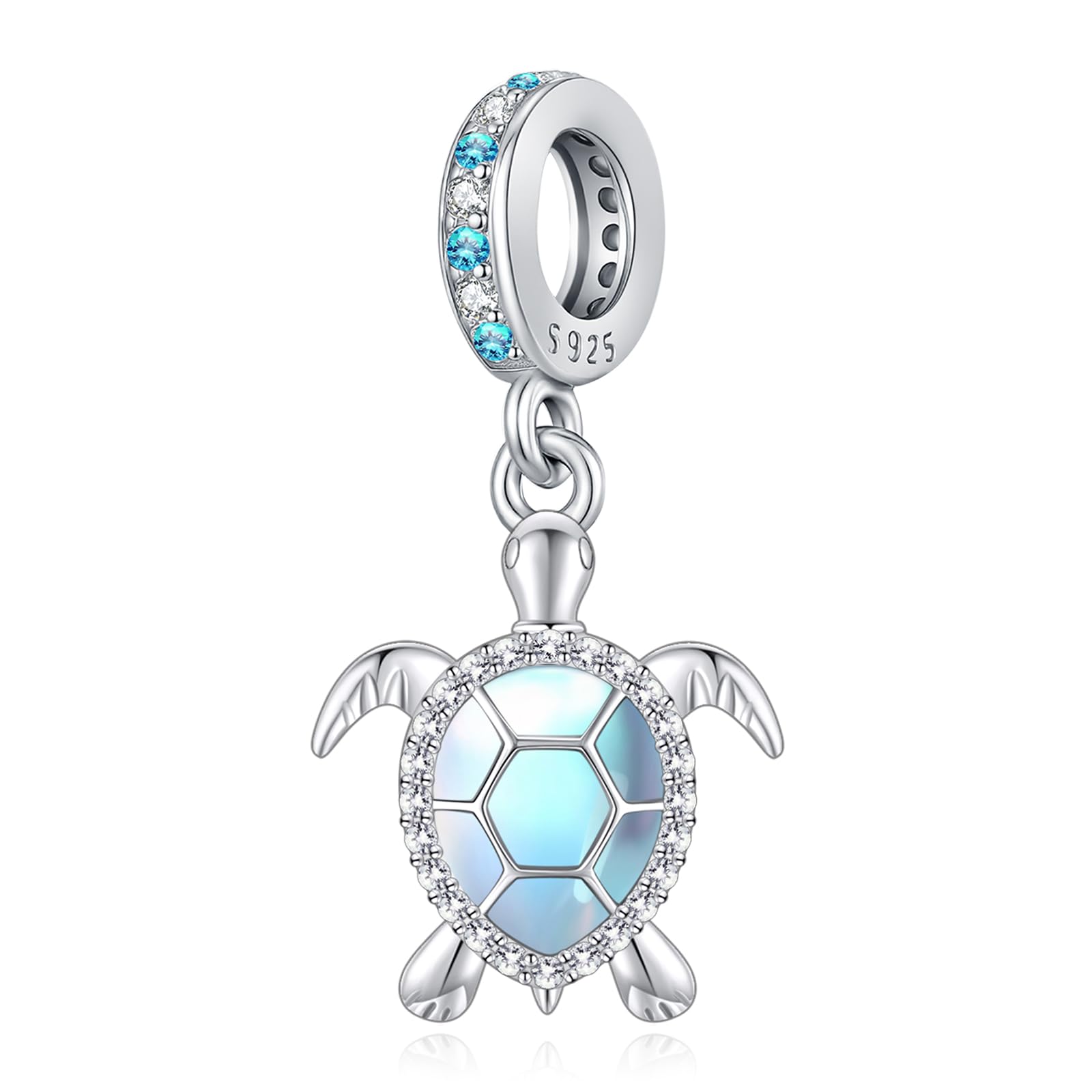Charm de tortuga de plata para el Día de la Madre compatible con pulsera Pandora 8