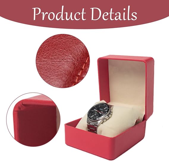 PU Leather Watch Storage Box Red Travel Case Gift Box Organizer