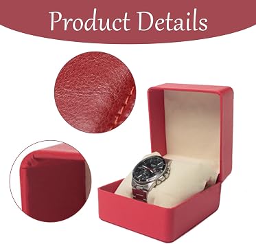 PU Leather Watch Storage Box Red Travel Case Gift Box Organizer