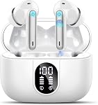 Ecouteurs sans fil, 2026 Bluetooth 5.3 écouteurs HiFi Stéréo Ear Bud, 40Hrs Écouteurs Bluetooth avec temps de lecture 4 ENC Le bruit annule les micros, IP7 Imperméable, LED Affichez les écouteurs sans fil pour Android/iOS
