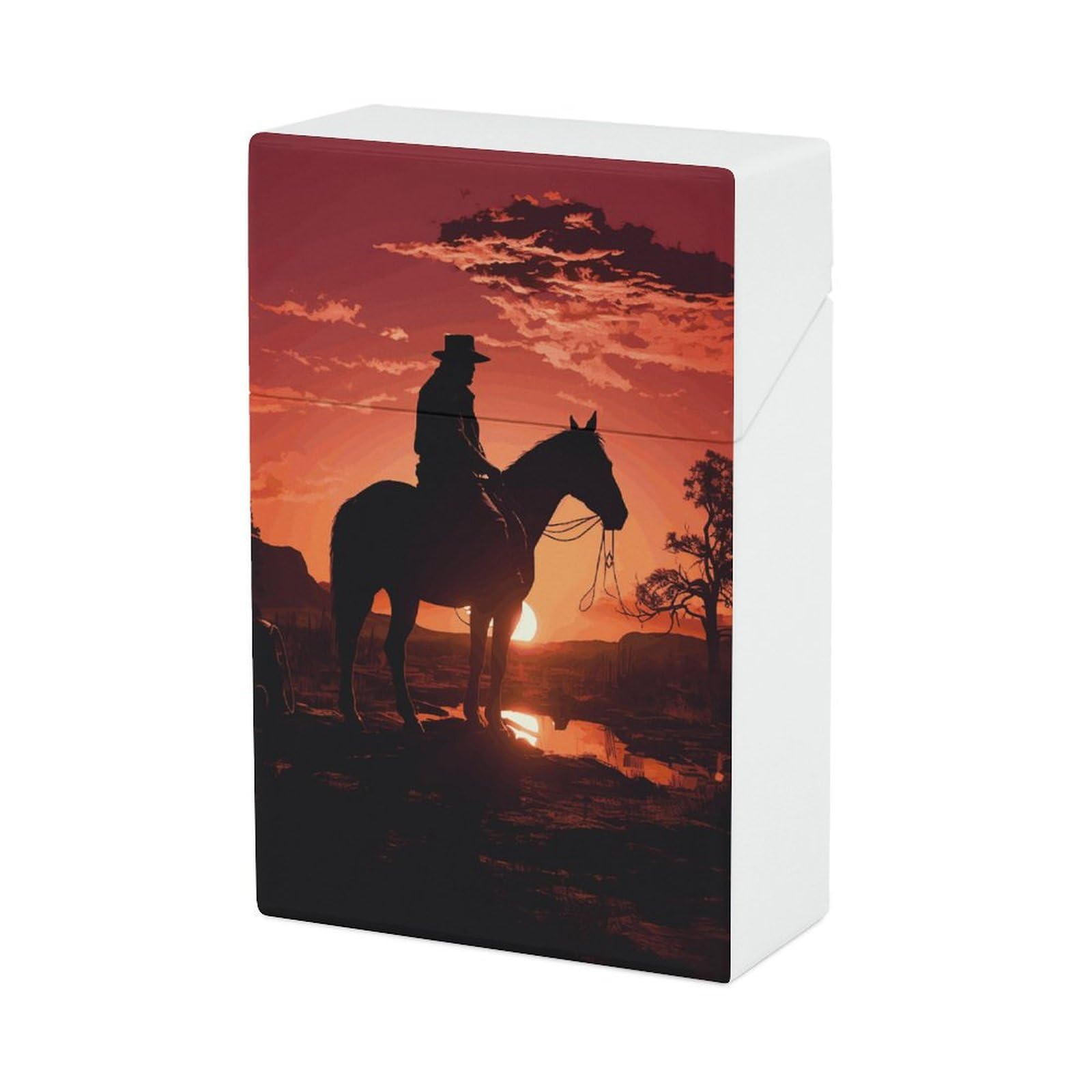 western cigarette case Cowboy West for King Size Retro Holder Case with Exquisite Carved Patterns Box 20 Regular Size Cigarettes : Health & Household Western Longhorn Cigarette Case |