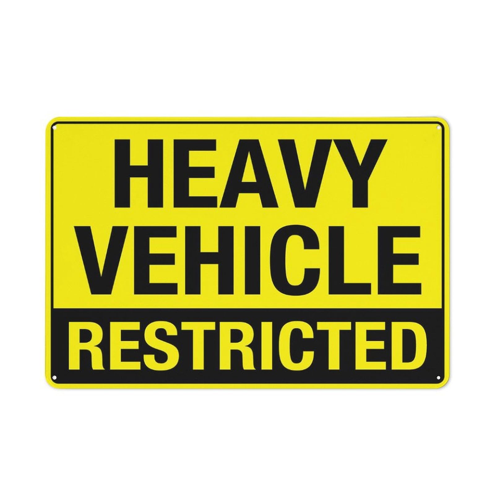 Heavy Vehicle Restricted Warning Sign - 12"x8" Tin Plate, Wall Decor for Farm & Garage