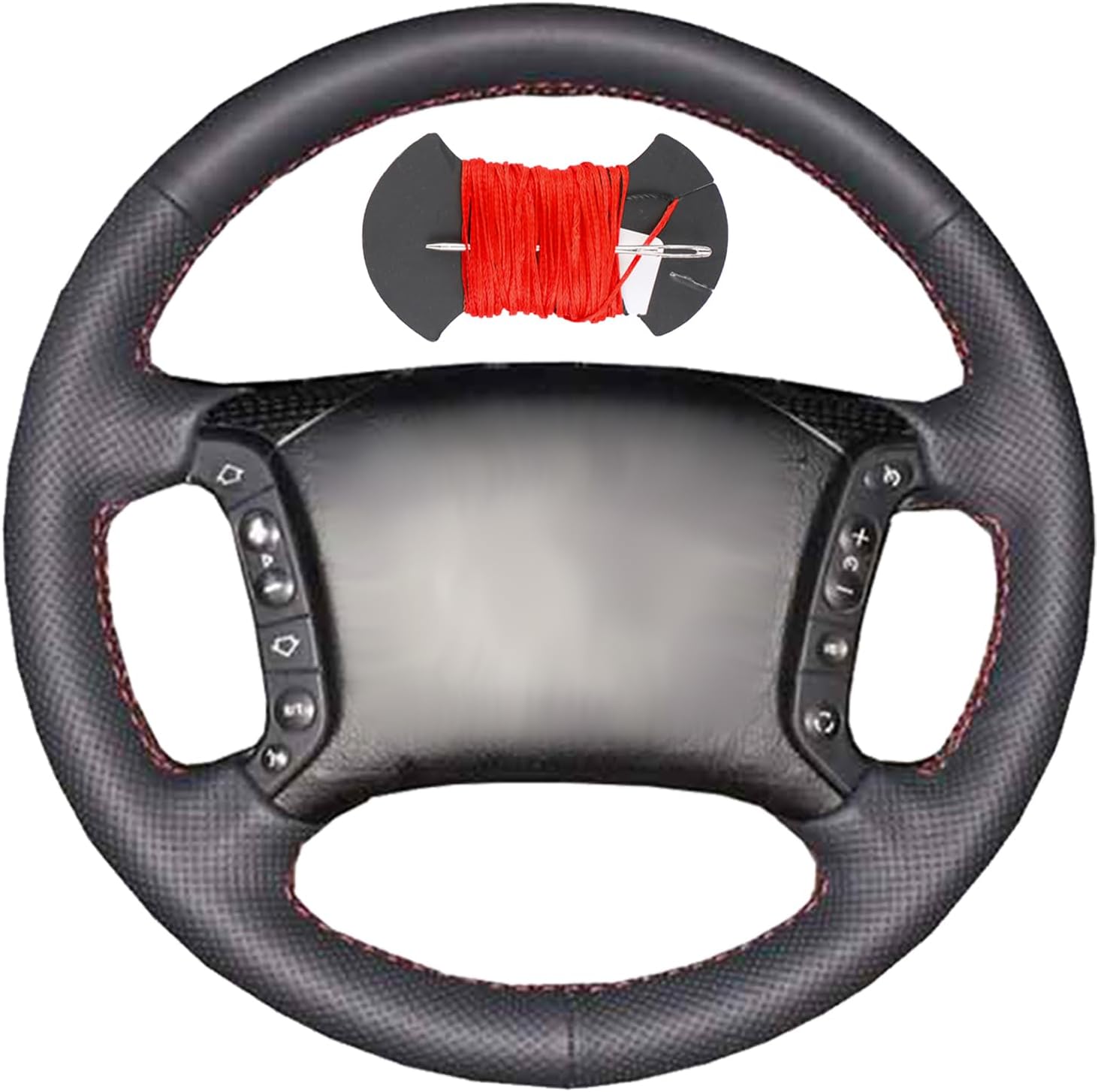 Microfiber Leather Car Steering Wheel Cover Anti-Slip Stitch Wheel Wrap Fit for BMW 3 5 Series E36 E46 318i 325i E39 E83 X5 E53,Red