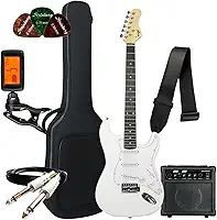 Kit Guitarra Elétrica Bravo Beg100 Strato Série Coldguitar + Acessórios + Amplificador Sheldon (White)