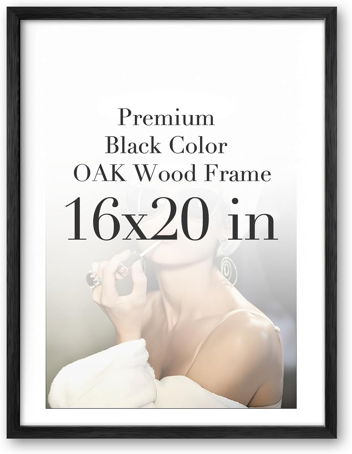 ihery standard 16x20in truly natural oak wood black color picture frame with high transparency acrylic glass thickened backboard, photo frames minimalistic design narrow border 1pack black 20"l x 16"w 1pack