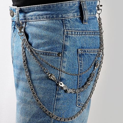 Eigso Y2K jeans chains for men women unisex multilayers silver gothic chain belt accessories for woman man retro vintage 80s link chain jeans accessory3