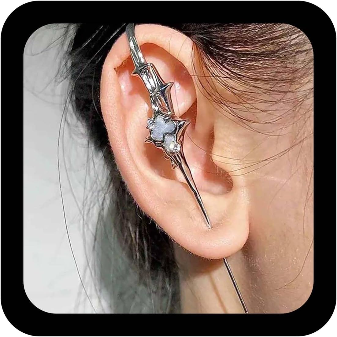 Boho Star Ear Climber Earrings Vintage Sky Star Hook Needle Piercing Earrings Silver Sky Bars Wrap Crawler Earring Punk Edgy Pin Single Stud Earring Jewellery for Women