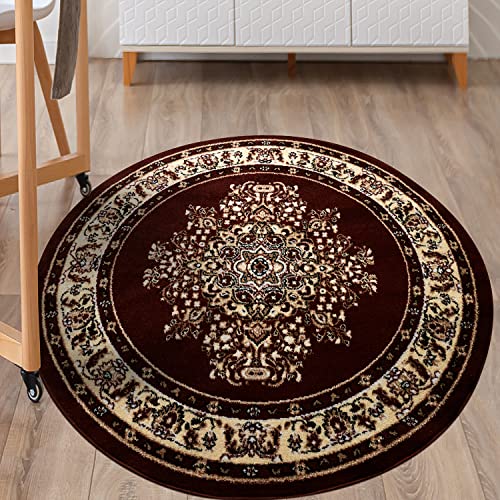 Antep Rugs Oriental 5x5 Traditional Medallion Indoor Round Area Rug