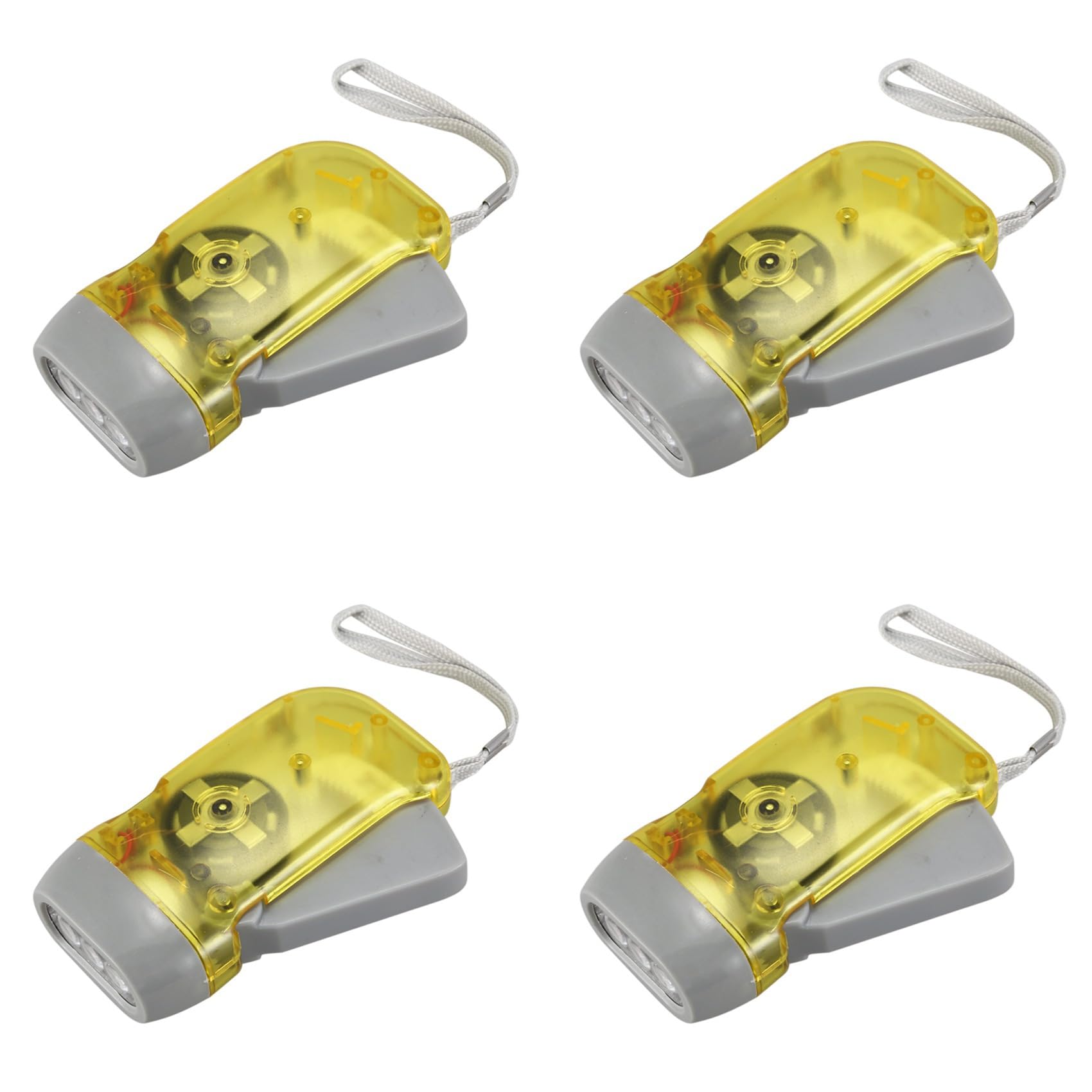 Hndhbfgrt 4X 3 LED Dynamo Wind Up Flashlight Hand Press Crank Camping