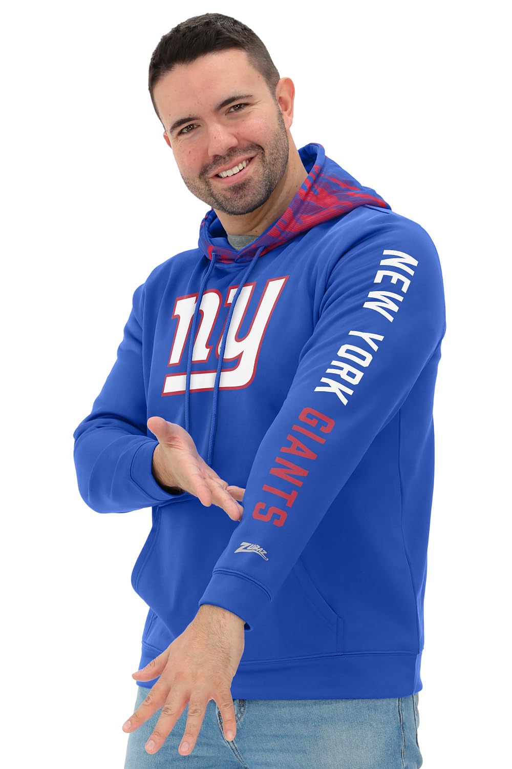 Zubaz NFL Football Men's Solid Team Hoodie with Camo Lined Hood and Sleeve Graphic — view 78