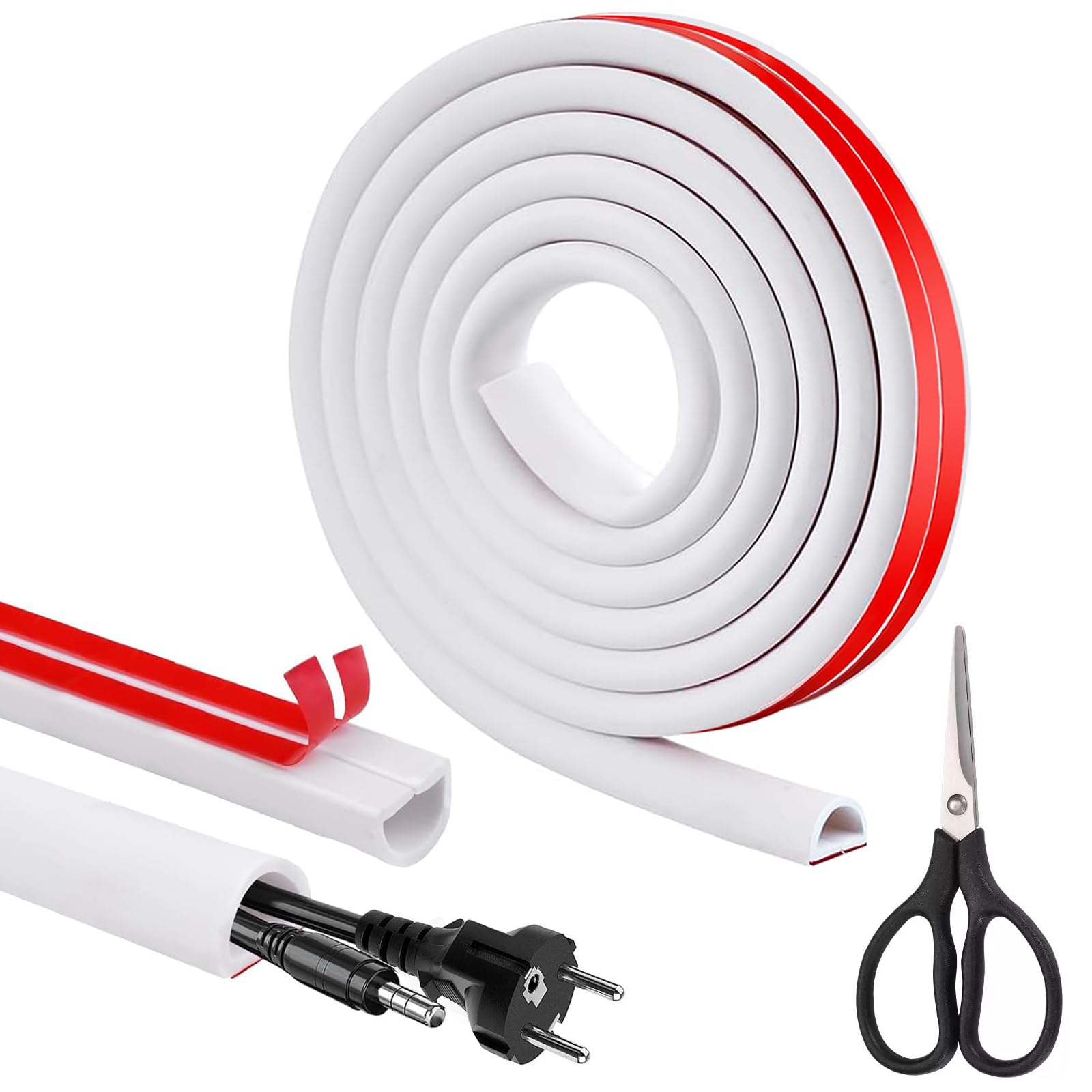 3 Meter Kabelkanal Selbstklebend,Flexibler Kabelschlauch Weiß Halbrund,Kabelkanal Wand für Kabelschutz,Cable Hider Aussenbereich Wetterfest,Kabelschacht für Haushalt Bür,15mm×10mm