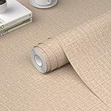 WADILE Carta da Parati Adesiva Effetto Lino per Muro – Rivestimento Murale in Tessuto di Lino Autoadesivo, Decorativa per Camera da Letto, Facile da Applicare e Rimovibile Cachi 40cm x 10m